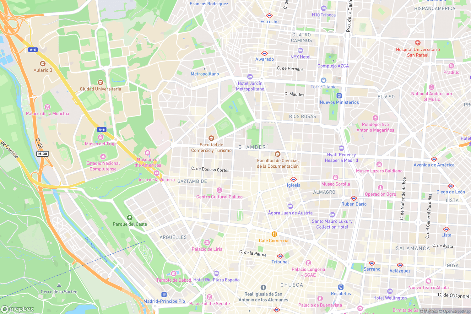 Carte du quartier Chamberí à Madrid